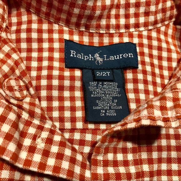 Ralph Lauren Red and White Plaid Toddler Button Down Collared Shirt, Size 2T - Picture 4 of 6